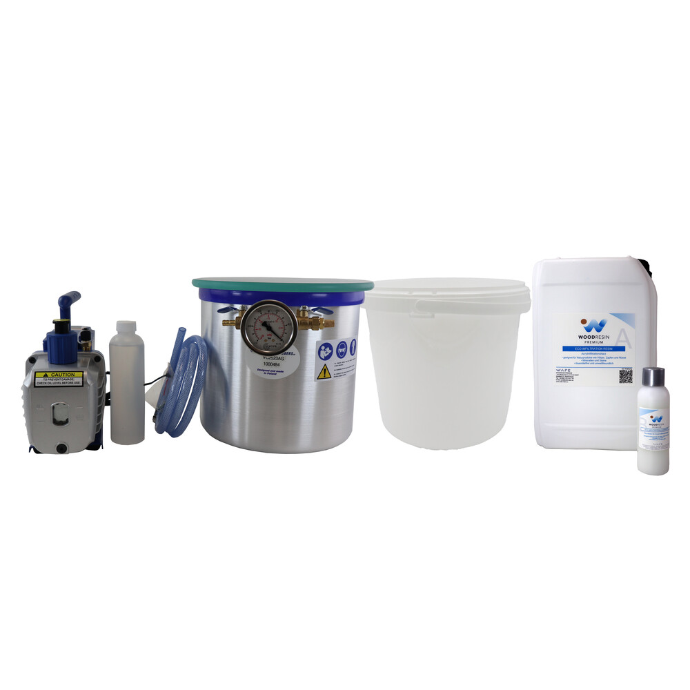 Magma: Starter Set Holzinfiltration mit Vakuumpumpe + Behälter + Zubehör: WR-INFKIT