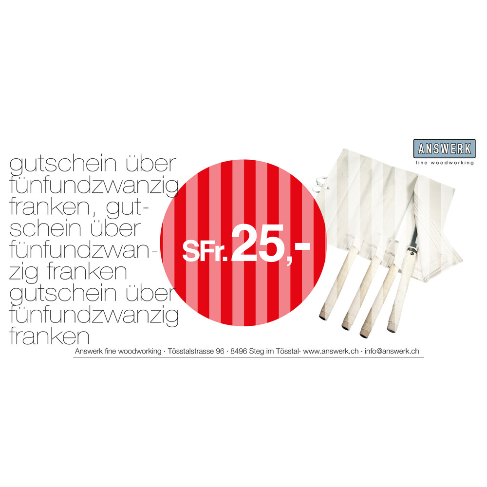 Magma: ANSWERK-Geschenkgutschein CHF 25,--: ANS-GS025
